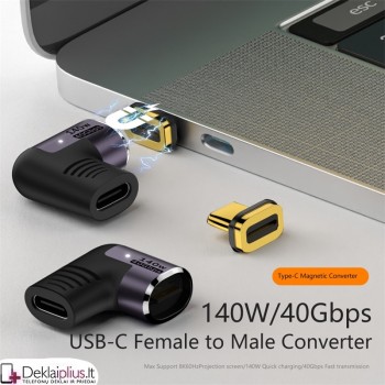 Magnetinis adapteris 140W 5A USB 4.0 USB-C / Type-C to Type-C 40Gbps Magnetinis adapteris 140W 5A USB 4.0 USB-C / Type-C to Type-C 40Gbps